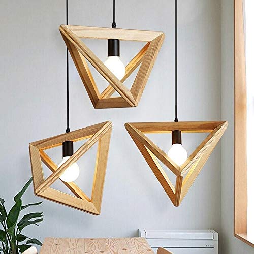 Plafonnier light bois triangle pour îlot de cuisine et restaurant cafe - 7