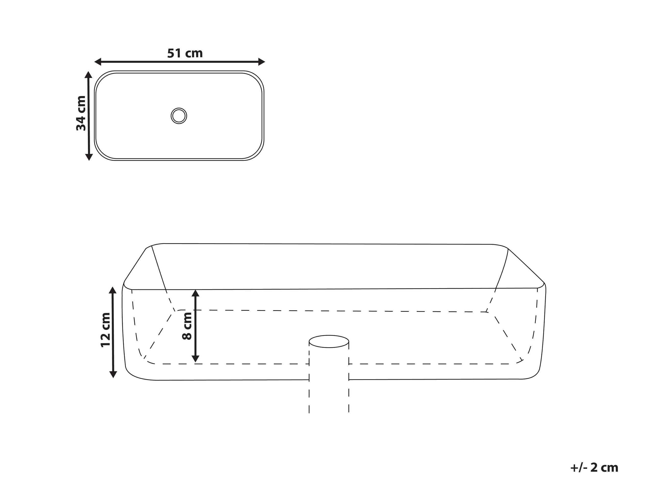 Lavabo sobre encimera baño cerámica blanco efecto mármol 51 x 34 cm Hopi