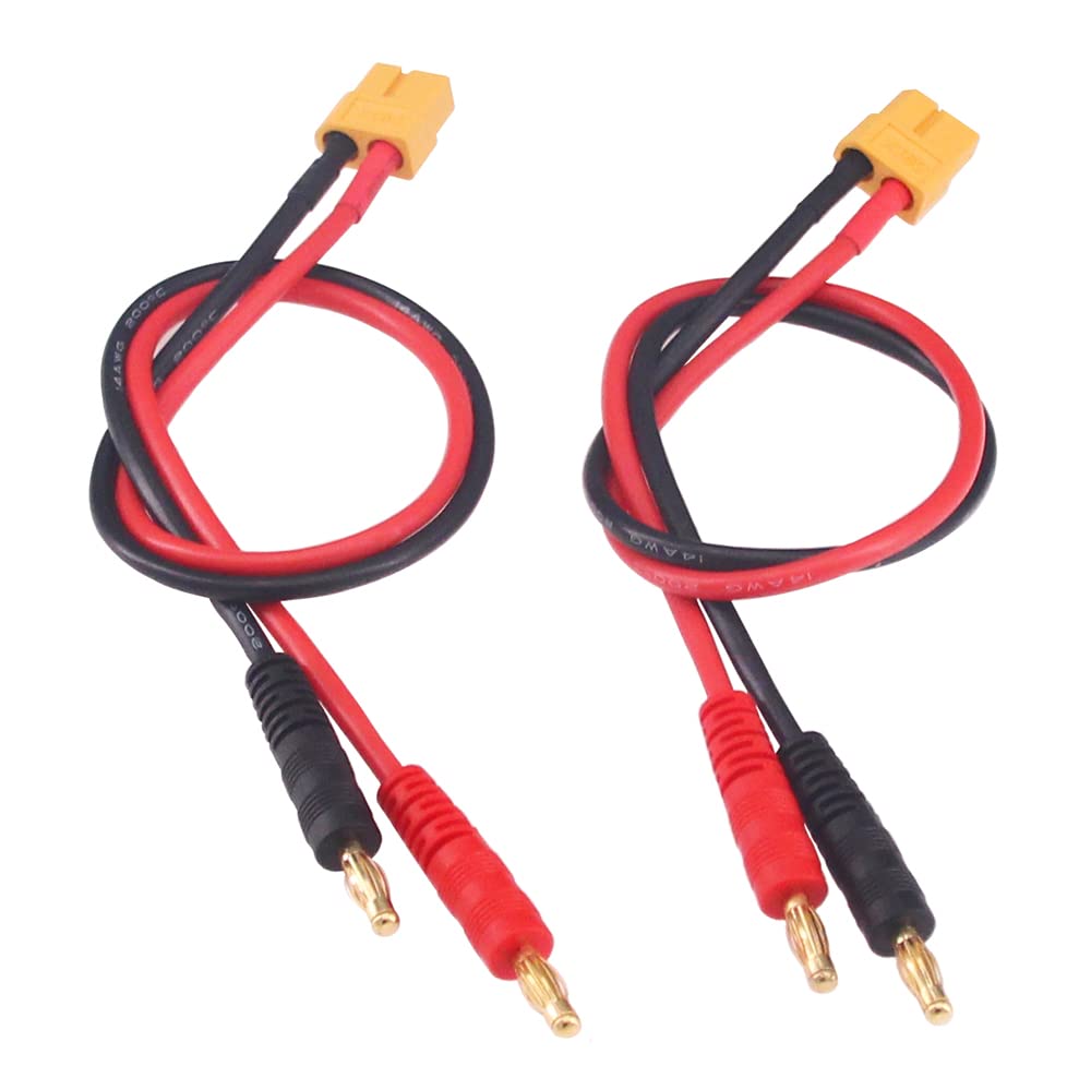 Lot 2 Adaptateurs XT60 Femelle Vers HXT 4mm – Fil 5 Cm – 14 AWG – Pour Batterie RC Lipo