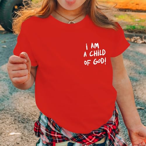 Image of KEEVICI Cute I Am A God of Child Shirt Girls Graphic Tees Christian T Shirts for Kids Jesus Religious Faith Cotton Summer Top