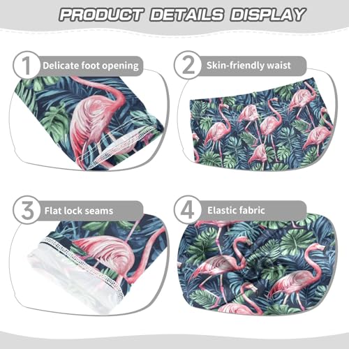 Vdsrup Girls Leggings Blue Leaves Flamnigo Kids Length Leggings Pants Athletic Yoga Pants Toddler Tights Trousers 4T3