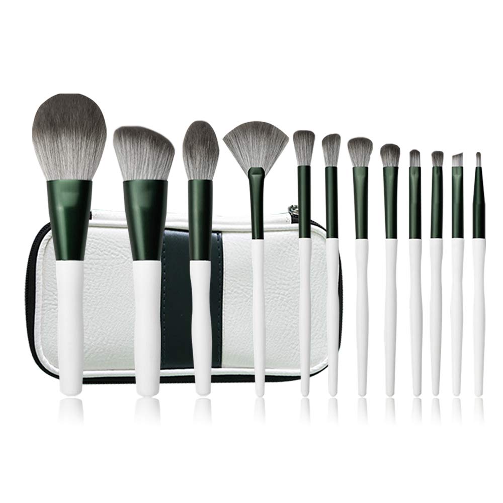 Makeup Brushes Set 12pcs Premium Synthetic Bristles with White Case INEEDU Make Up Brush Kit Foundation Blending Face Blush Lip Concealers Eyeshadow for Beginner and Makeup Artist