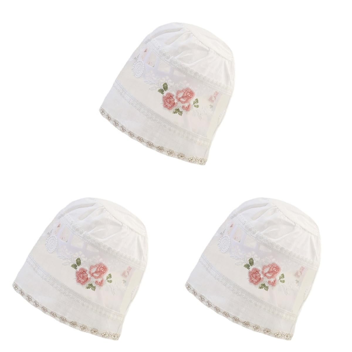 Healvian 3 Pezzi Cappello Neonato Cappello da Sole per Cappellino da Cappello da Bambina Cappelli delle Ragazze Cappello da Cappelli da Bambina Cotone Bianca
