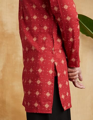 Image of Amazon Brand - Symbol Men's 100% Cotton Everyday Mid Length Casual Kurta - Regular Fit (Available in Plus Sizes)