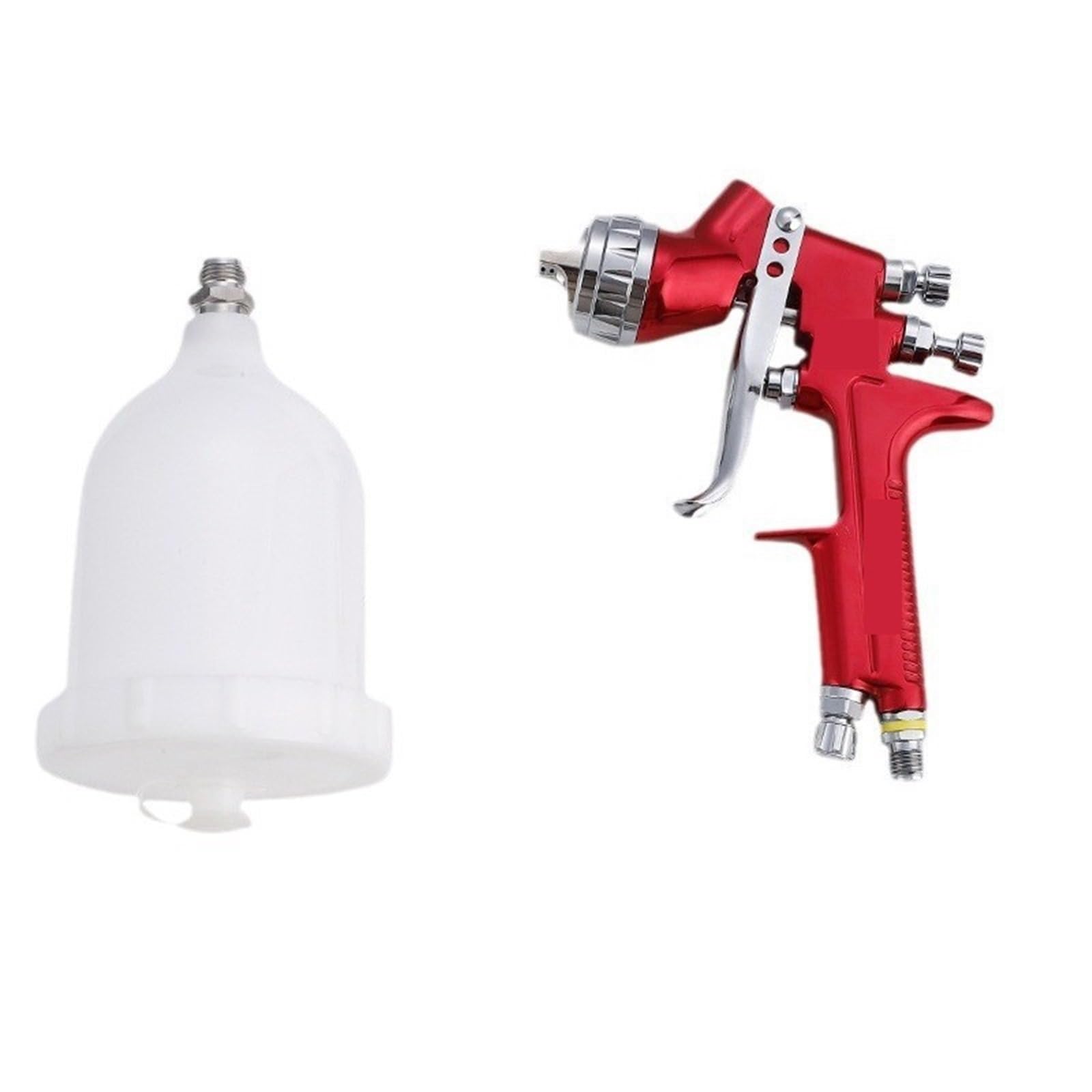 Rozpylacz farby, Pistolet Natryskowy Kaliber 1.3 Farba O Wysokiej Atomizacji Blacha Samochodowa Powłoka Nawierzchniowa Pneumatyczna Ochrona Środowiska Górny Garnek 600ml do Malowania Domu(Red)