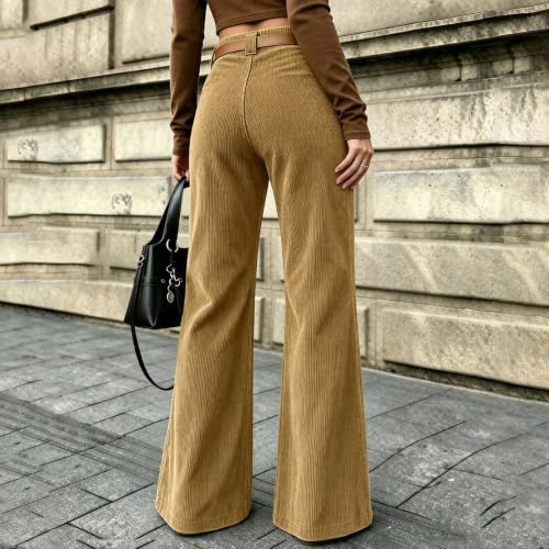 Womens Corduroy Pants Wide Leg High Waisted Dressy Work Baggy Long Trousers - image 7