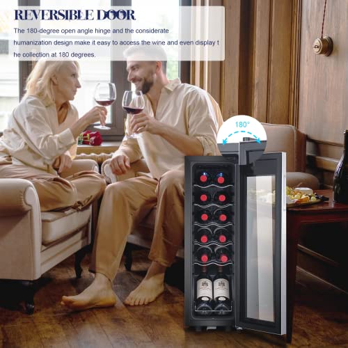Kalamera Mini Fridge Compressor Cooler, 12 Bottles Wine Refrigerator, Freestanding Wine Cellar 40F-66F One Touch Temperature Control, For Home, Office or Bar. - Thumbnail 5