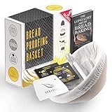 Banneton Bread Proofing Basket - 9 Inch Sourdough Bowl | Cane Baskets For Dough Rising. Proofer Baking Bowls With Lame Slashing Tool, Linen Liners And Dough Scraper. Baker Starter Supplies Tools Kit