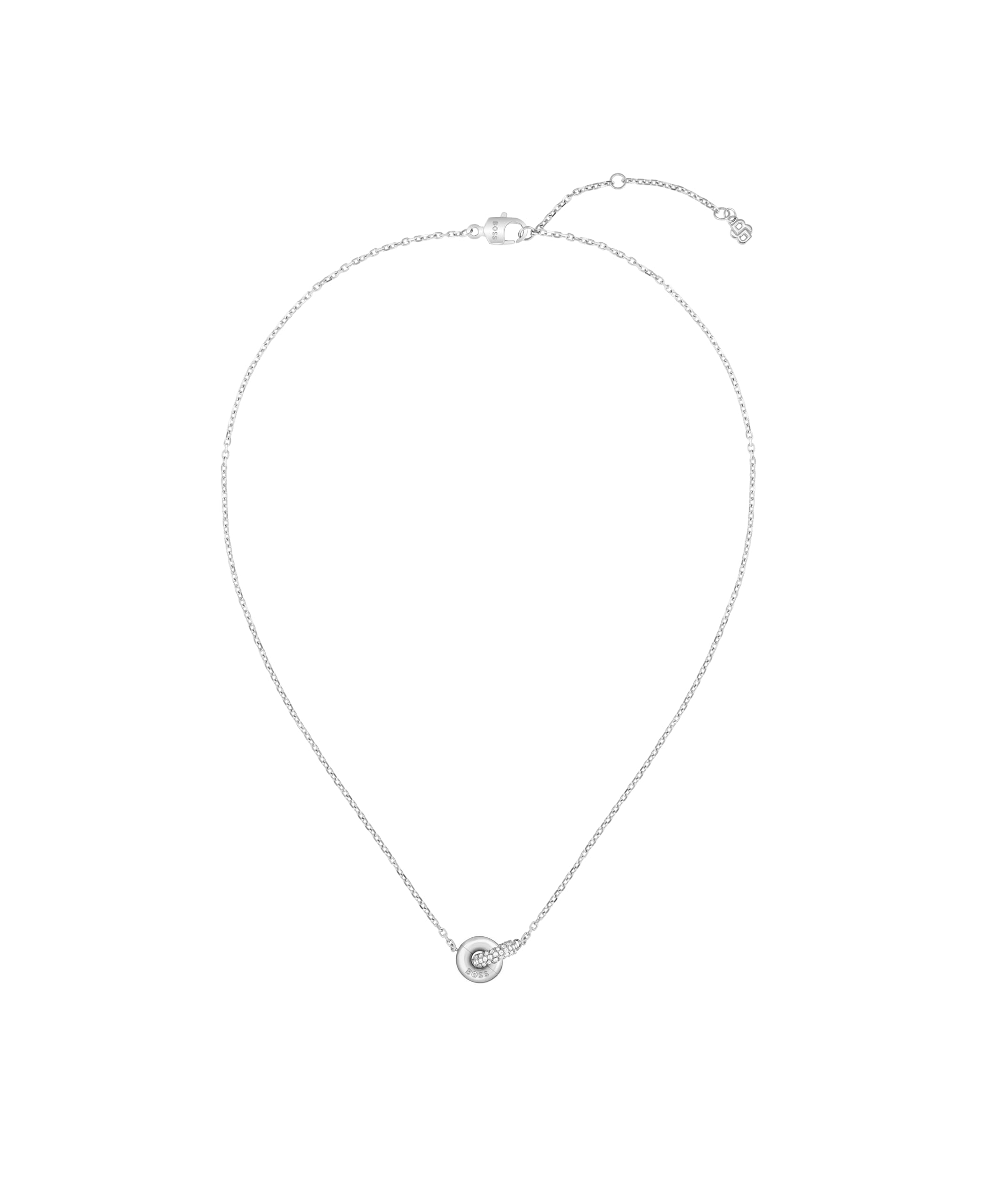 BOSS Jewelry Women's LIVE PRECIOUS Collection Necklace in Stainless Steel with Intertwined Rings and Crystals - 1580754