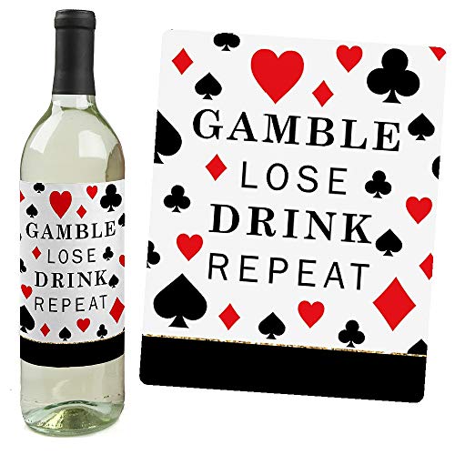 Etiquetas de vino de casino y Las Vegas, juego de 4 adhesivos decorativos para botellas 2