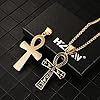 HZMAN Stainless Steel Large Ankh Cross Pendant Ancient Egyptian Hieroglyphic Symbol 22+2 Inch Chain, Metal, not #4