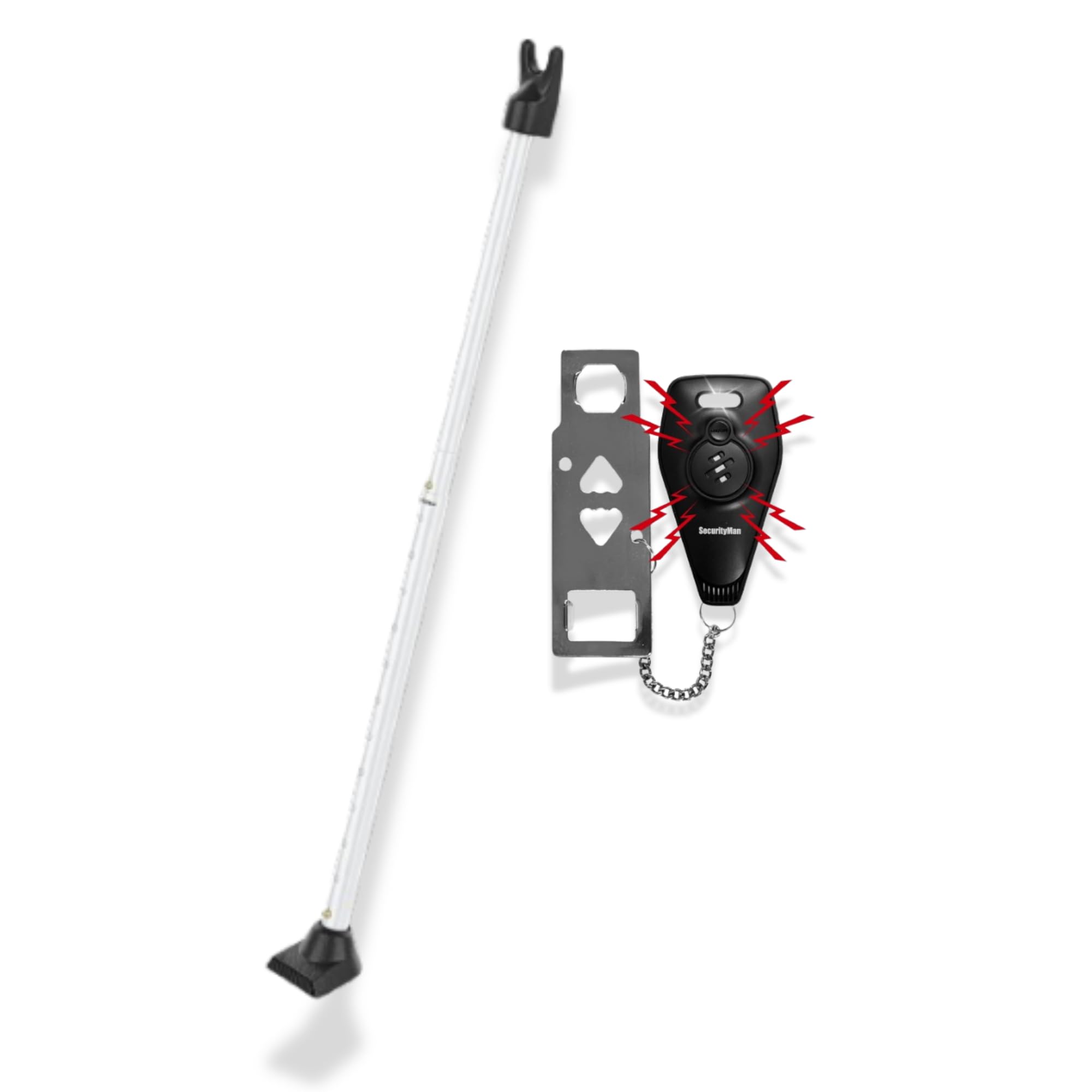Door Security Bar & Portable Door Lock with Alarm (White) – High