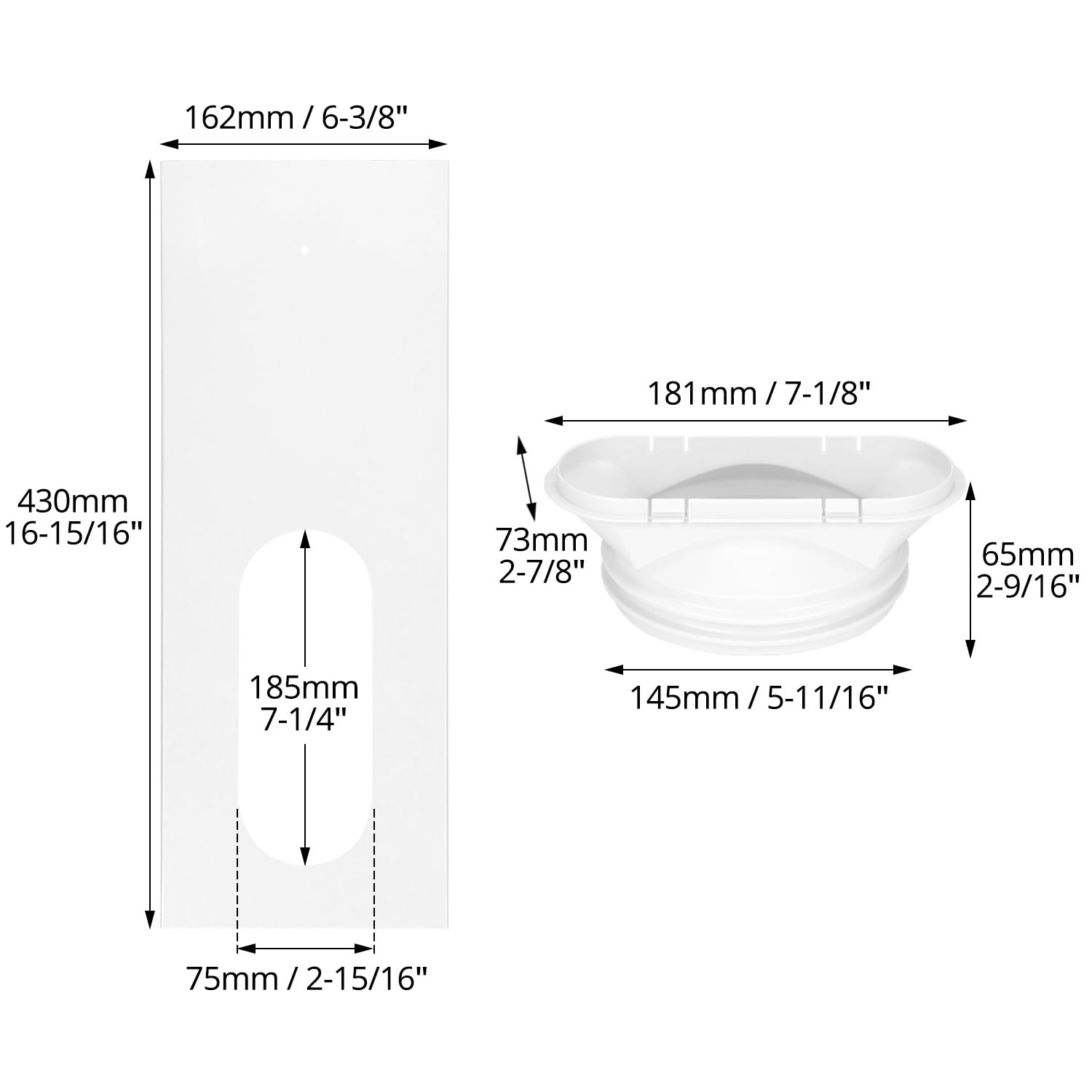 QWORK® 3 Pièces Plaque Fenêtre Climatiseur, Étanchéité de Fenêtre de Climatiseur Mobile, Plaque Coulissante de Fenêtre Réglable Kit