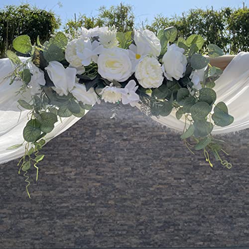 Wedding Arch Flowers, Rose Decorative Floral Swag for Lintel, 30Inch Artificial Greenery Eucalyptus Leaves Flower for Door Window Home Decoration - Image 4
