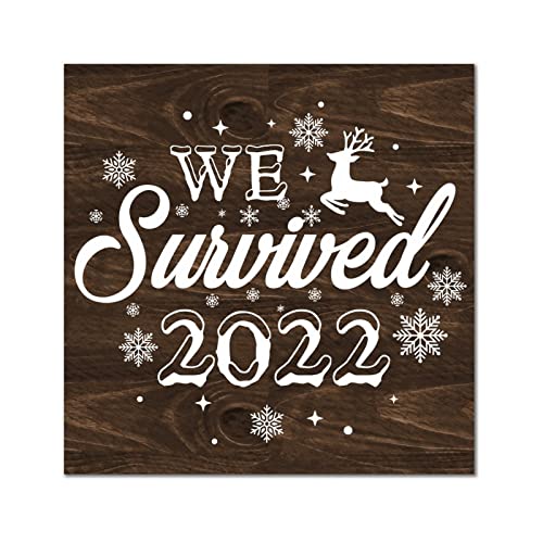 Plaque en bois We Survived 2022 pour célébrer la résilience en famille
