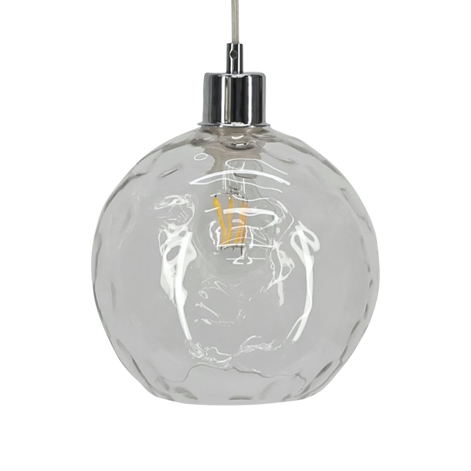 Firstchoicelighting Clear Glass Easy Fit Ceiling Lightshade Or Pendant Shade, Dimpled Glass, Height 18Cm Diameter 20Cm