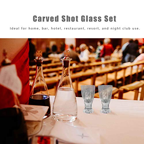 Shot Glass, Carved Shot Glass Set, Lead-Free Glass， 1.35 Oz Transparent Heavy Base Shot Glass Set Of 6, For Tequila-Vodka-Cocktail - Thumbnail 2