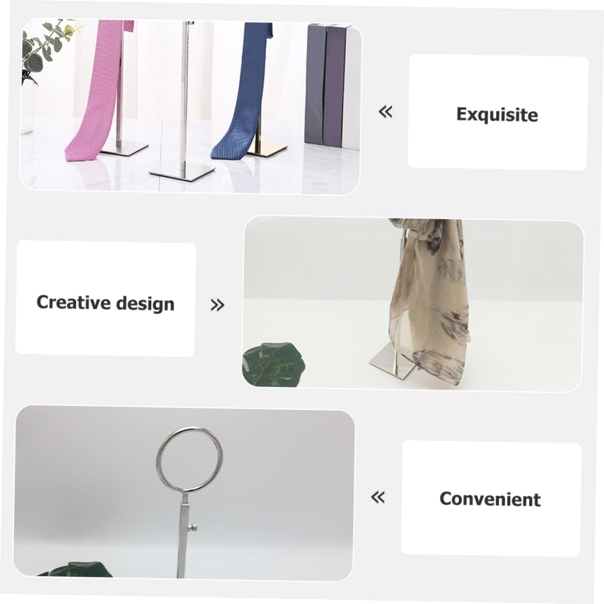 DECHOUS Stainless Steel Scarf Rack for Store Linen Scarf Organizer Space Saving Display Holder