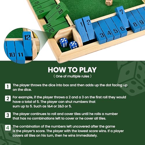 Ropoda Shut The Box Juego de Mesa Madera 12in 2-4 Jugadores miniatura 7