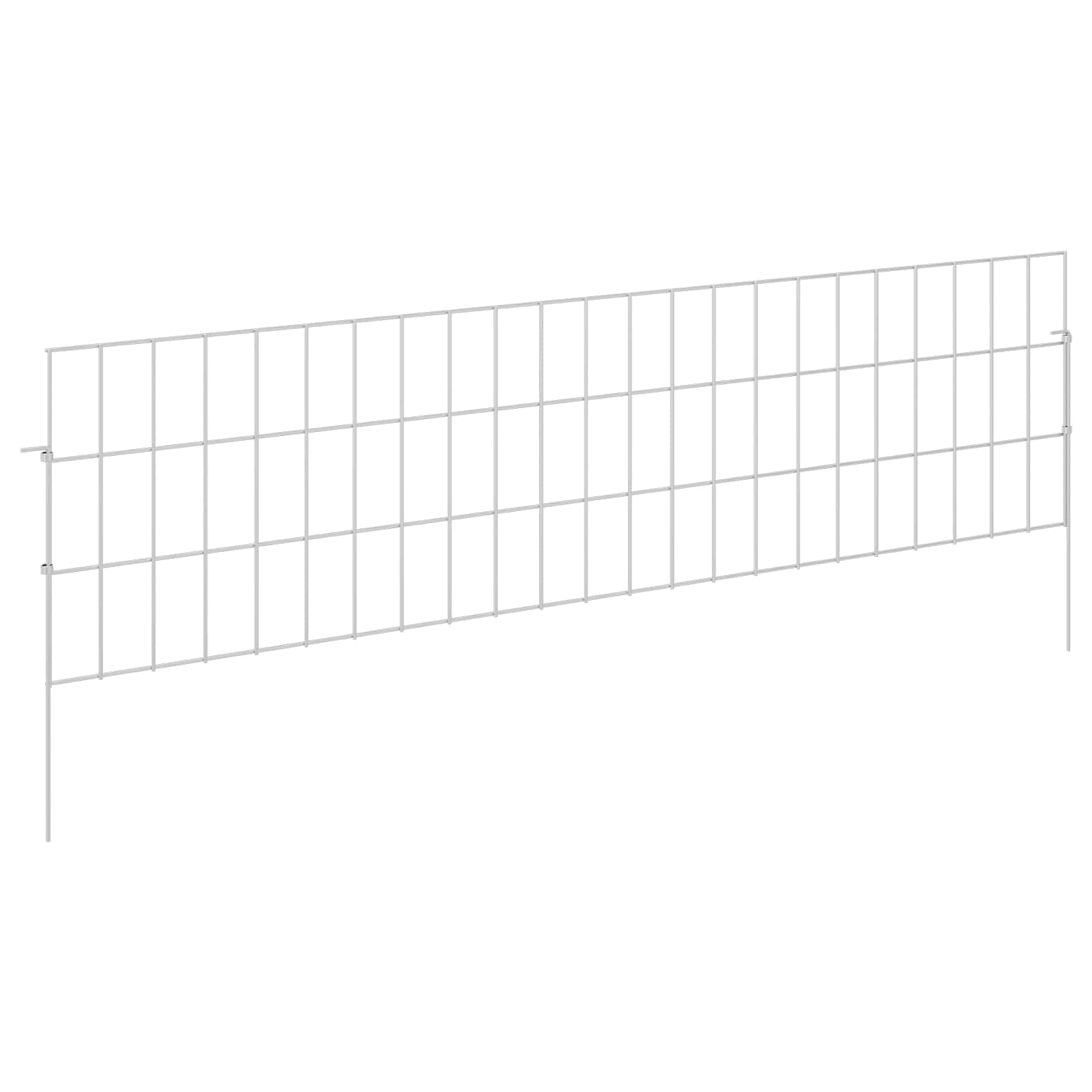 Vidaxl Silver 24 X 115 X 30 Cm Mesh Garden Fence With Pegs, Rectangular, Durable, Flexible, Easy To Install, Pet Barrier, Wire Mesh