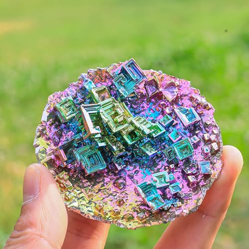 Image of Bismuth Crystal Geode Cluster - 2.35 Inch, 90-110g (3.2-3.9 oz) Iridescent Rainbow Metal Art Specimen - Healing Stone, Desk Decor, Educational & Gift Display