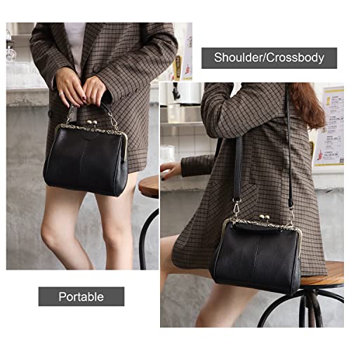 LUI SUI Damen Handtaschen Damen Top Griff Taschen PU Leder Stilvolle Tote Umhängetaschen Geldbörse Schwarz