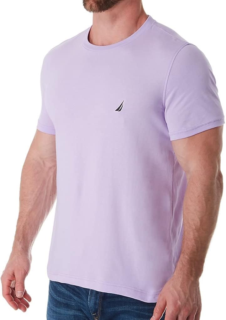 Nautica Short Sleeve Solid Crew Neck T-Shirt Lavendula Large