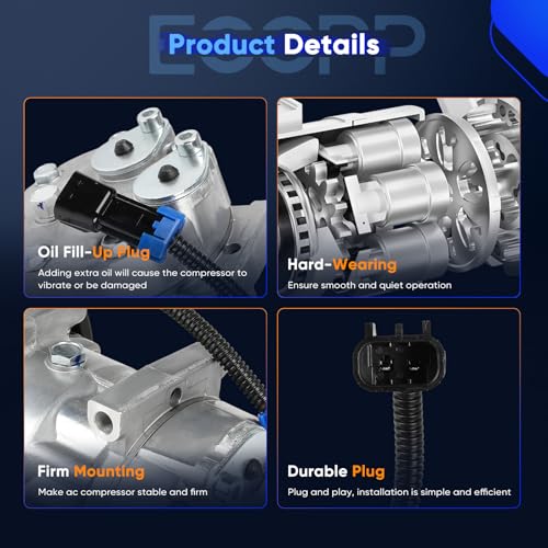 Image of ECCPP AC Compressor for Volvo for VNL L6 10.8L 14.9L 16.1L 2008-2017 | for Volvo VNM L6 10.8L 2008-2017 167530,168530 Fast Cooling AC Compressor with Clutch Low Vibration Fuel Efficient