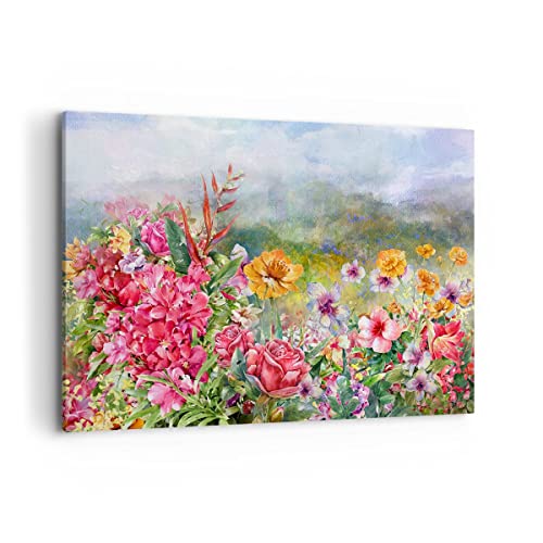 Cuadros Decoracion Salon flor verano naturaleza Lienzos decorativos 120x80cm Cuadro Sobre Lienzo Moderno Dormitorio Cocina Cuadros Pared Imágenes Wall Art Prints Decor Canvas Grande XXL AA120x80 3843