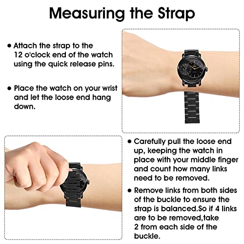 Cobee Thick Stainless Steel Watch Bands, 20Mm 22Mm Watch Wrist Straps Quick Release Replacement Metal Strap Butterfly Buckle Bracelet Strap Replacement Metal Watch Bracelet Deployment Clasp (22Mm) #TOP5