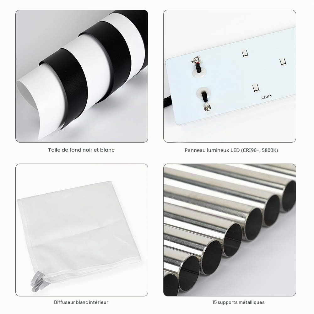 Godox LST80 - Mini boîte à lumière LED pour studio photo - 80 x 80 x 80 cm - Avec 3 LED - 5800 carats - IRC 96 + puissance 60 W - Pour macro et produit photographique