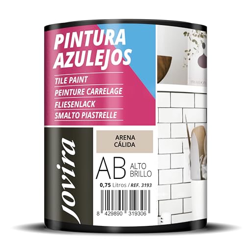 JOVIRA PINTURAS Pintura para Azulejos, Alto Brillo al Agua. Da una imagen nueva a tu cocina y baño. (750 Mililitros, Arena Cálida) -T