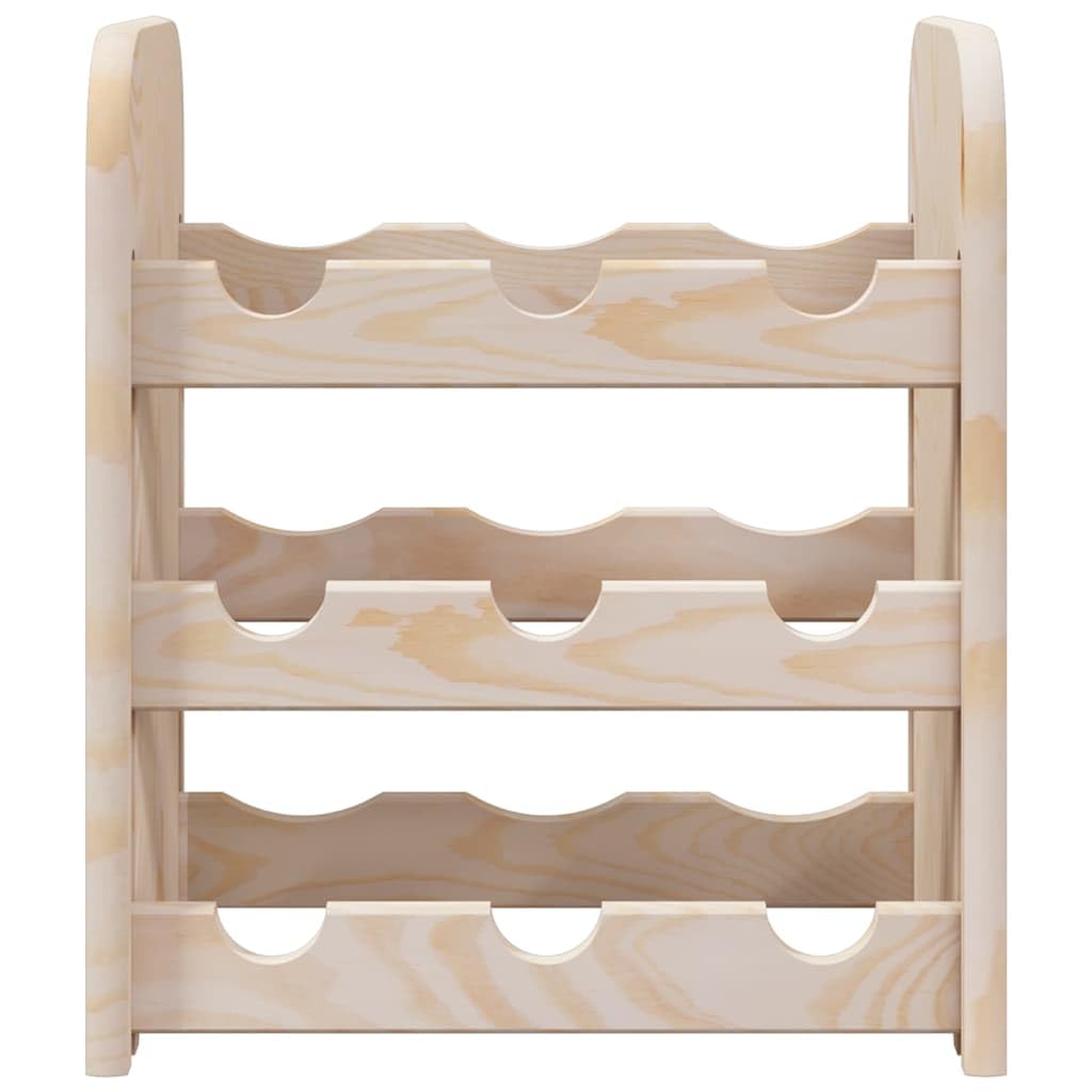 Weinregal aus massivem Kiefernholz 33x25x37 cm mit 3 Ebenen für 9 Flaschen, Flaschenhalter und Lagerung, Küchenregal für Esszimmer, Keller, Bar und Speisekammer
