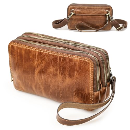 Pochette en cuir véritable élégante et sac à bandoulière mixte