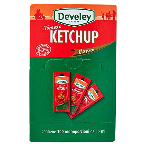 Develey Tomato Ketchup Classico Scatolo Da 100 Monoporzioni Da 15 Ml Cadauna (1000043113)