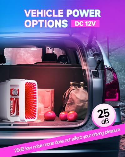 Image of BEICHEN Mini Fridge, 4 Liter /6 Cans Small Fridge With Dimmable LED Light | Cooler and Warmer ,Compact and Portable,Quiet Operation,Home and Car Power Supply,Gaming mini fridge for Bedroom,Office
