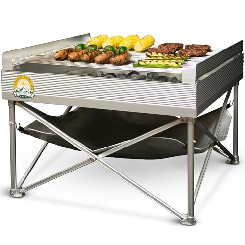 Fireside Outdoor Pop-Up Portable Fire Pit Grill - Camping Charcoal Grills, BBQ Grills, Portable...