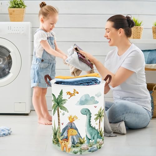 Image of Dinosaurs Baby Laundry Hamper,Collapsible canvas laundry basket,Dinosaur Baskets for Boys,Dragon dirty clothes basket,Baby Room decor(Roaring dinosaur)