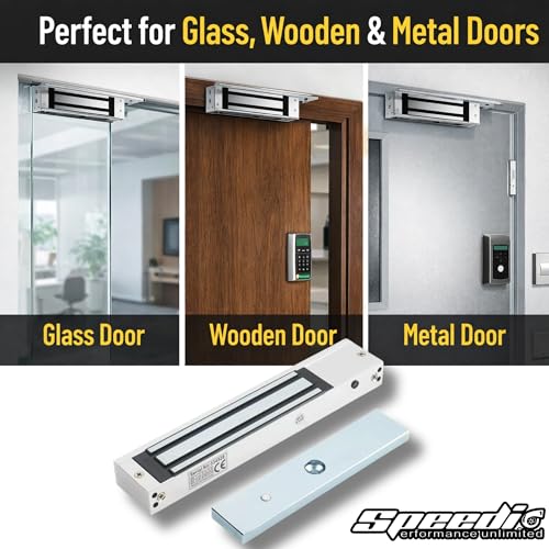 Image of Speedio 280KG Electromagnetic Door Lock (600 lbs) - EM Lock for Access Control System | 12V DC Magnetic Door Lock for Glass, Wooden & Metal Doors | Office, Home, CCTV Security Door Magnet Lock
