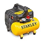 STANLEY Compressore Aria Portatile DN200/8/6 - Compressore Silenziato 8 Bar - con Capacità del Serbatoio di 6L - senza Olio 105L/Min - Con Maniglia e Piedini Antiscivolo - per Utensili Pneumatici