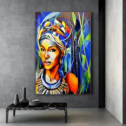Peinture sur toile femme africaine pour habiller un grand mur vide sans cadre