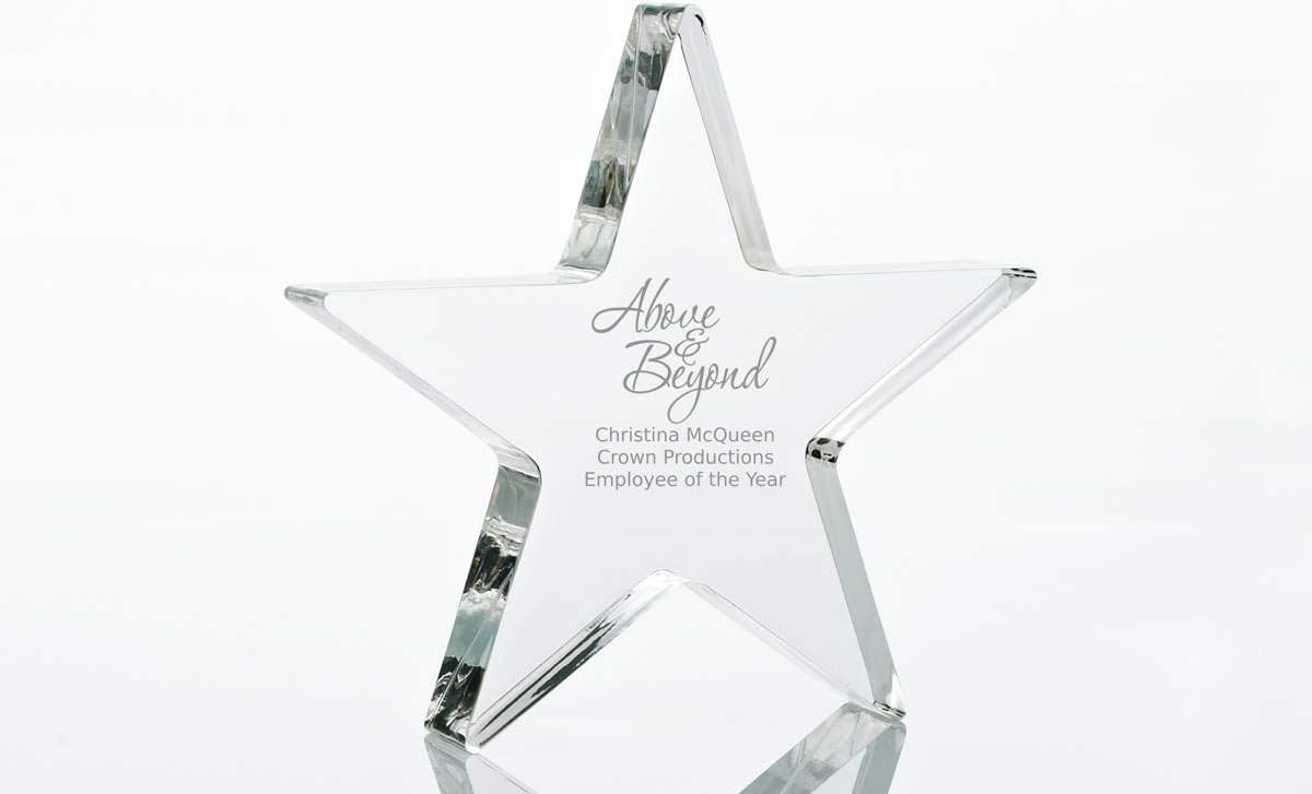 Baudville Acrylic Trophy - Star - Personalized Engraving Up to Three Lines and Graphic Selection