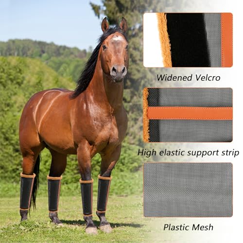 Langxun Fly Boots For Horses Set Of 4,Mesh Fly Boots For Horse Preventing Flies Mosquitoes Bites Horse Leg Protecting Fly.Leg Wraps For Horses Breathable Mesh thumb #4