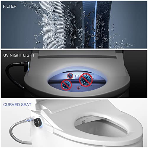 Image of Simenr Smart Bidet Toilet Seat Elongated Cover Electric Slow Close Quiet Instant Warm Water Heated Self-Cleaning Nozzle Powerful Dryer Remote Anti-yellowing PP Materials
