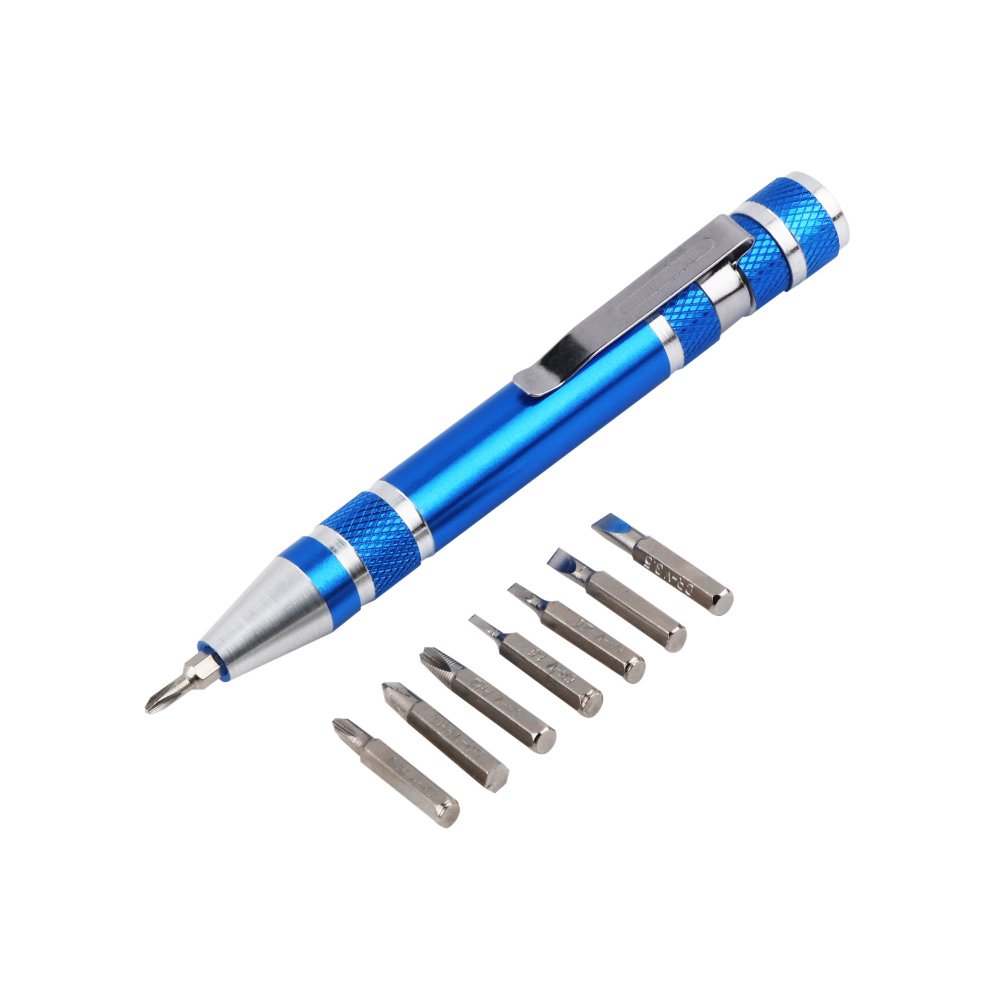FIXFANS8 in 1 Pen Style Pocket Magnetic Precision Screwdriver Bit Set (Slotted + Phillips), Electronic Repair Tool Kit