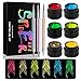 EBANKU 6 Farben Spinnengel für Nagelkunst, Fluoreszierend Soak-Off, UV-LED-Gel-Nagellack, Nagelgel für Linien, Nagelkunst-Maniküre mit Pinseln