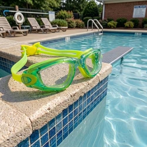 Image of BURNLAB Swimming Goggles for Kids, Clear Vision Pool Goggles for Boys & Girls, Easy Adjustable Strap (green)