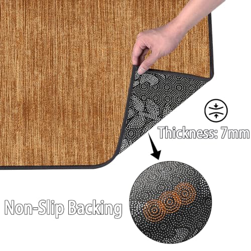 Alfombra de área marrón de 60x230 cm con diseño resistente para pasillo y cocina 6