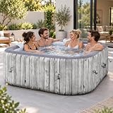 SunSwell 73' Inflatable Hot Tub 4-6 Person, Square Outdoor Spa, Gray