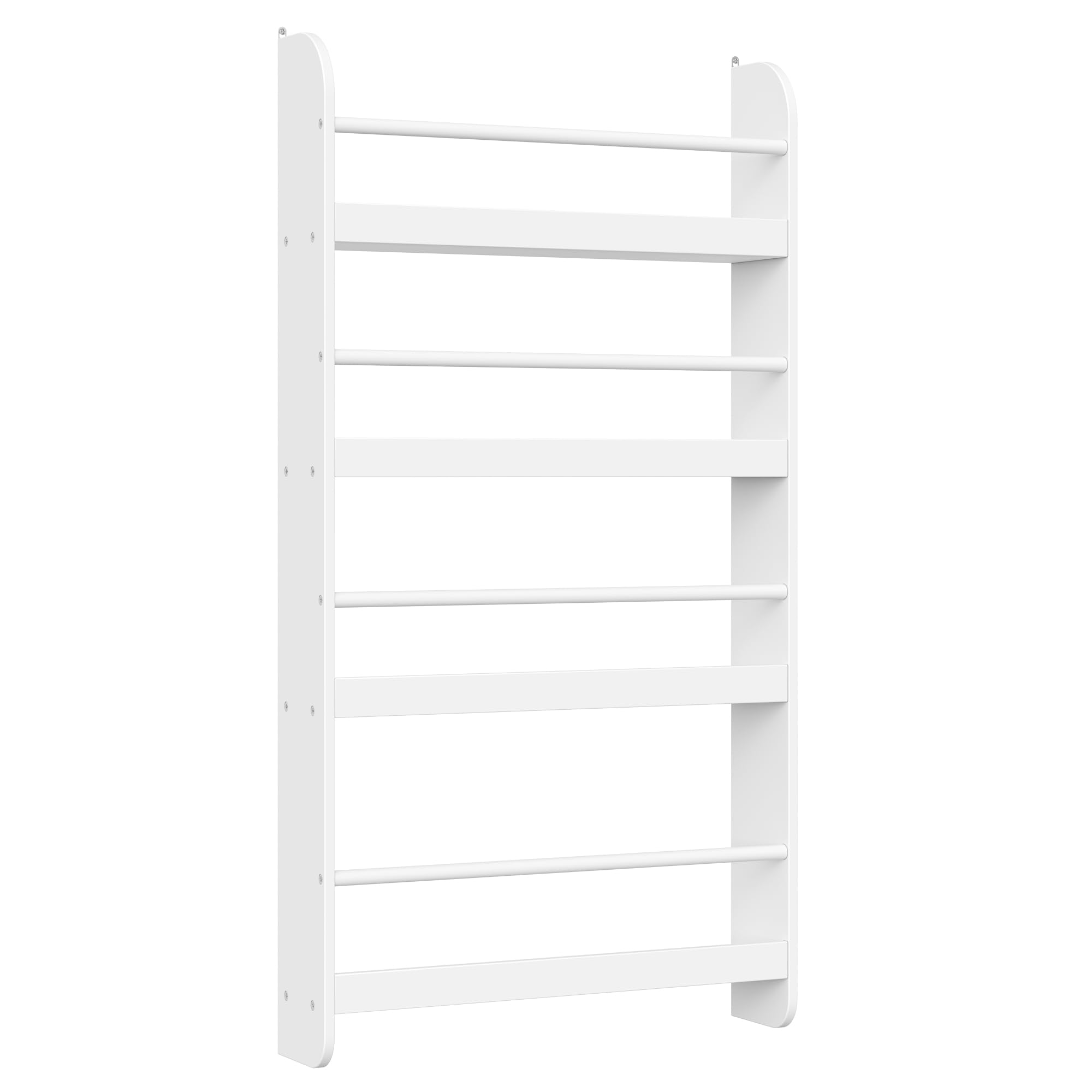 FOREHILL Bücherregal Kinder, Wandregal mit 4 Ablagen, Kinderregal für Bücher Spielzeug, Hängeregal Dekoregal für Kinderzimmer Leseecke, Aufbewahrungsregal aus Holz, HBT: 111x58x12cm, weiß